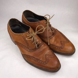 Cole Haan Men 10 Wingtip Oxford Dress Shoes Brown Leather Upper Nike Air